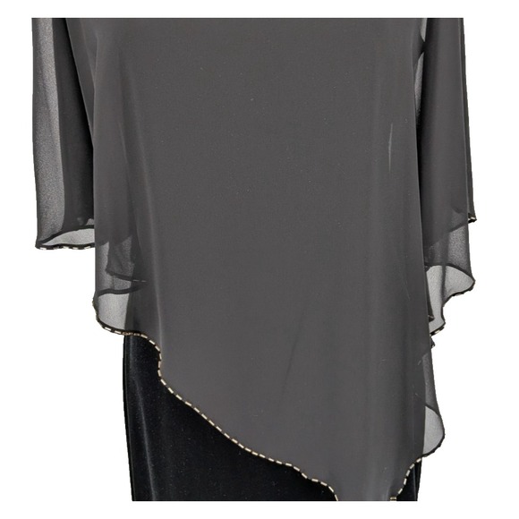 WHIMSY GOTH Black Velour Sheath Dress‎ SIZE 6 Grunge Fairy Sheer Capelet - Picture 7 of 14